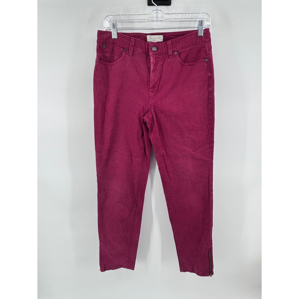 Talbots Womens Burgundy Ankle High Rise Slim Leg Cropped Jeans size 6, 27 inseam